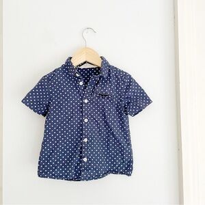 H&M Navy Polka Dot Kids Button Down Shirt